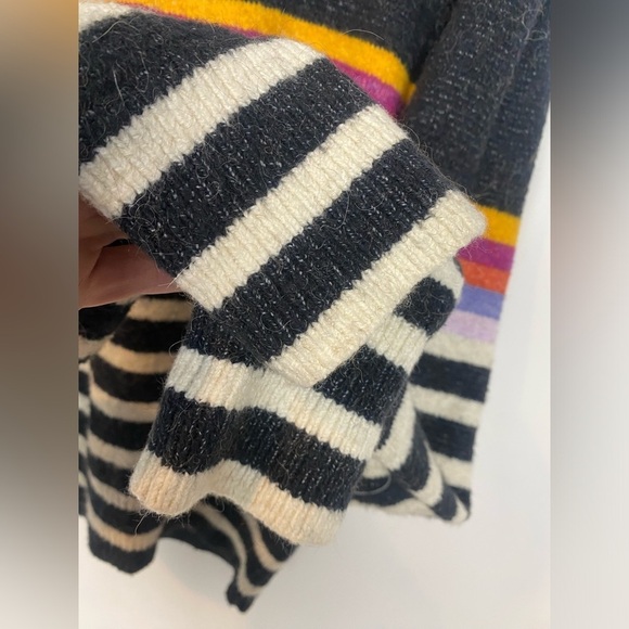 Free People Complete Me Striped Pullover in Black multicolor size S oversized - Picture 12 of 12